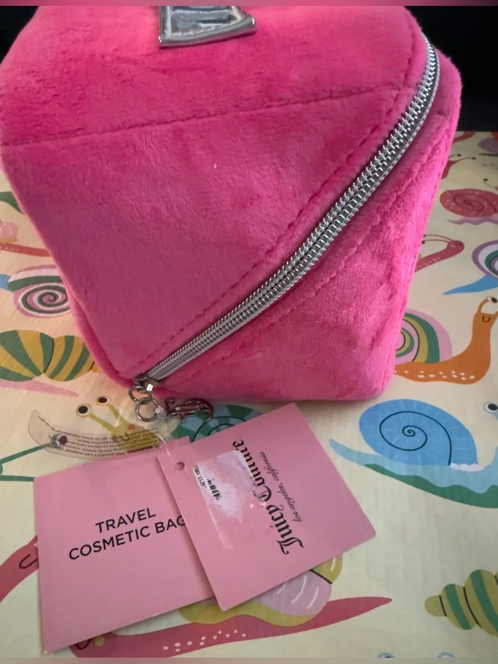Juicy Couture Hot Pink Velour Cosmetic Bag Makeup Case NWT